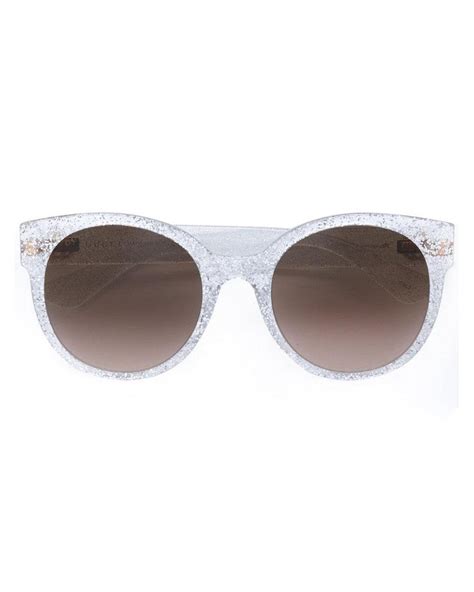 gucci round frame glitter sunglasses|white gucci sunglasses women.